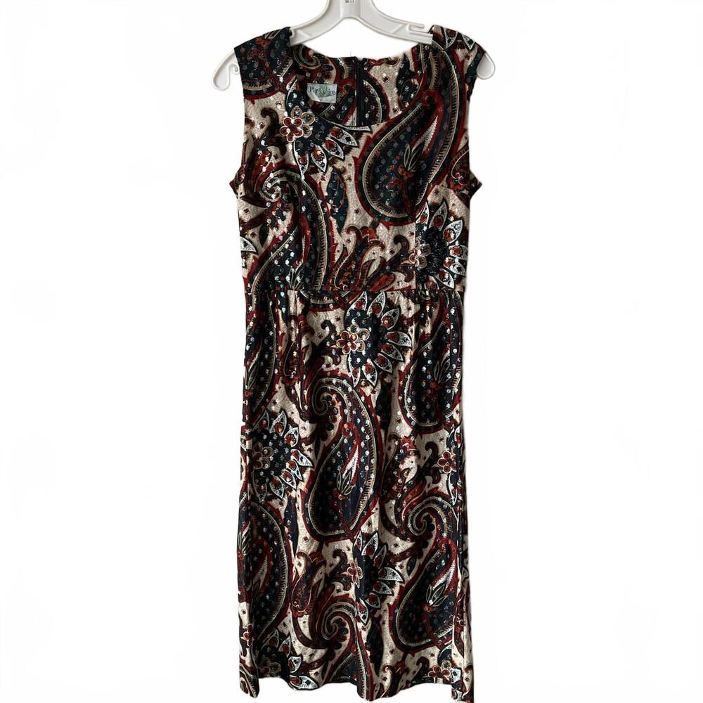 Vintage 70s Metallic Paisley Midi Dress | Parkshire Original